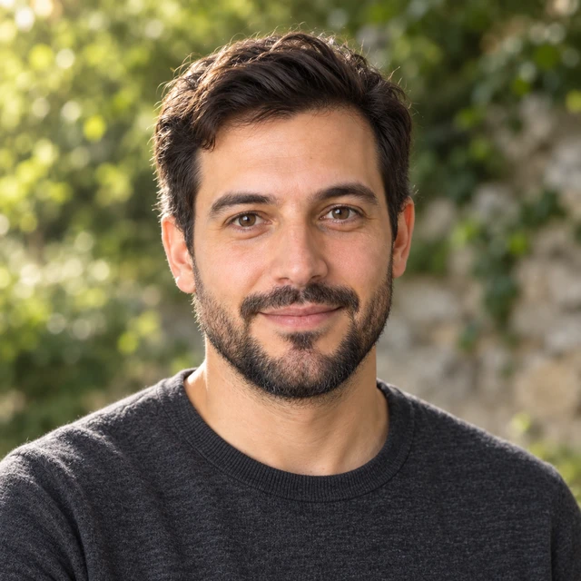 Outdoor photo of a fictional adult
